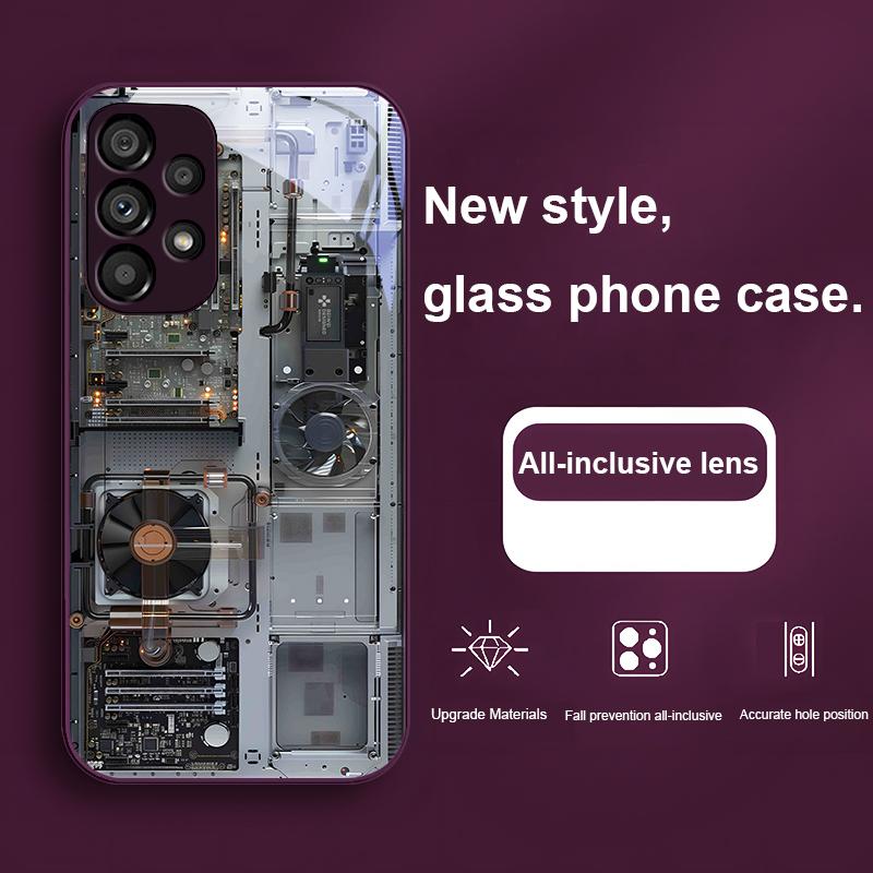Серый вентилятор материнской платы для Samsung Galaxy S24 Plus S20 21 FE S23 Ultra S8 9 A70 72 73 50 51 52 53 Закаленное стекло Чехол для телефона