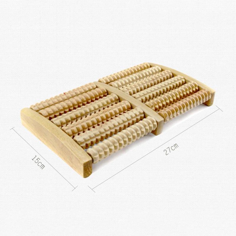Wooden 6 Row Foot Massager Pain Stress Relief Shiatsu Roller Foot Care Massager Roller Heath Therapy Relax Massage Massager Tool