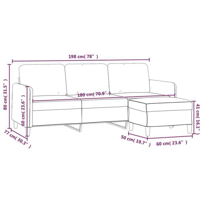 VidaXL 3-seater Sofa with Footrest Light Yellow 180 Cm Fabric 3201197