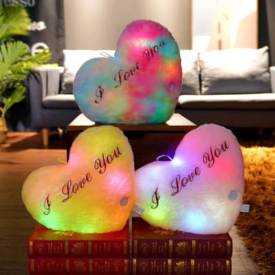 Light Up LED Love Heart Plush Toy Soft Plush Stuffed Luminous Love Throw Pillow Cushion Room Party Decoration Kids
