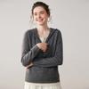 Women's Faux Two-Piece Hooded Cashmere Cardigan - Autumn/Winter Knit Outerwear Sweater