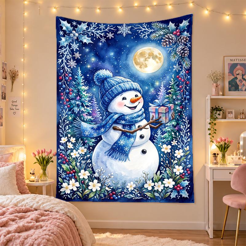 Weihnachtlich bedruckter Wandteppich für Schlafzimmer Wohnzimmer Wanddekoration Feiertagsgeschenk