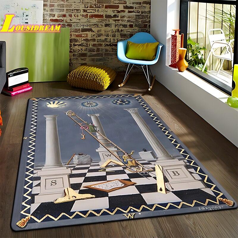 Freemason Illuminati Fashion Print Rug Home Decor Rug Anti-Slip Rug Living Room Bedroom Kitchen Bathroom Balcony Floor Mats