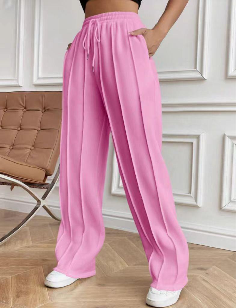 Autumn High Waist Wide Leg Loose Comfortable Women's Pants - Casual, Sports, Straight Leg