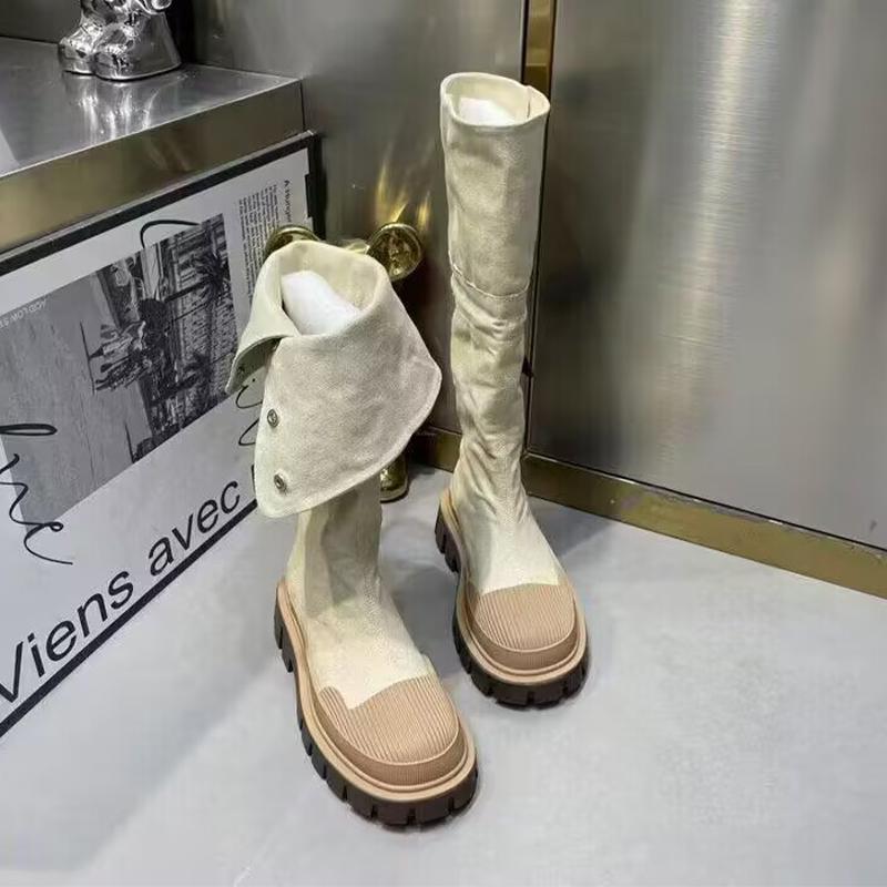 Flats Women Cowboy Boots Knee High Designer Shoes Autumn Dress Woman Boots 2025 New Goth Gladiator High Botas De Mujer