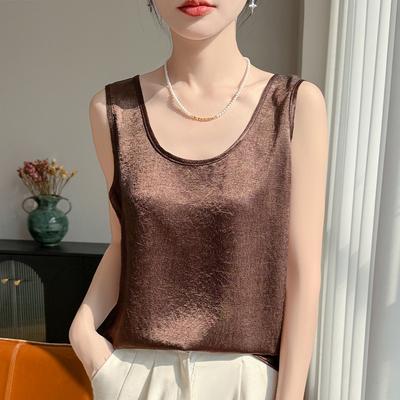 Top da donna a tinta unita, ampio, senza maniche, plissettato, per primavera ed estate, nuovo design con scollo a V e spalline.