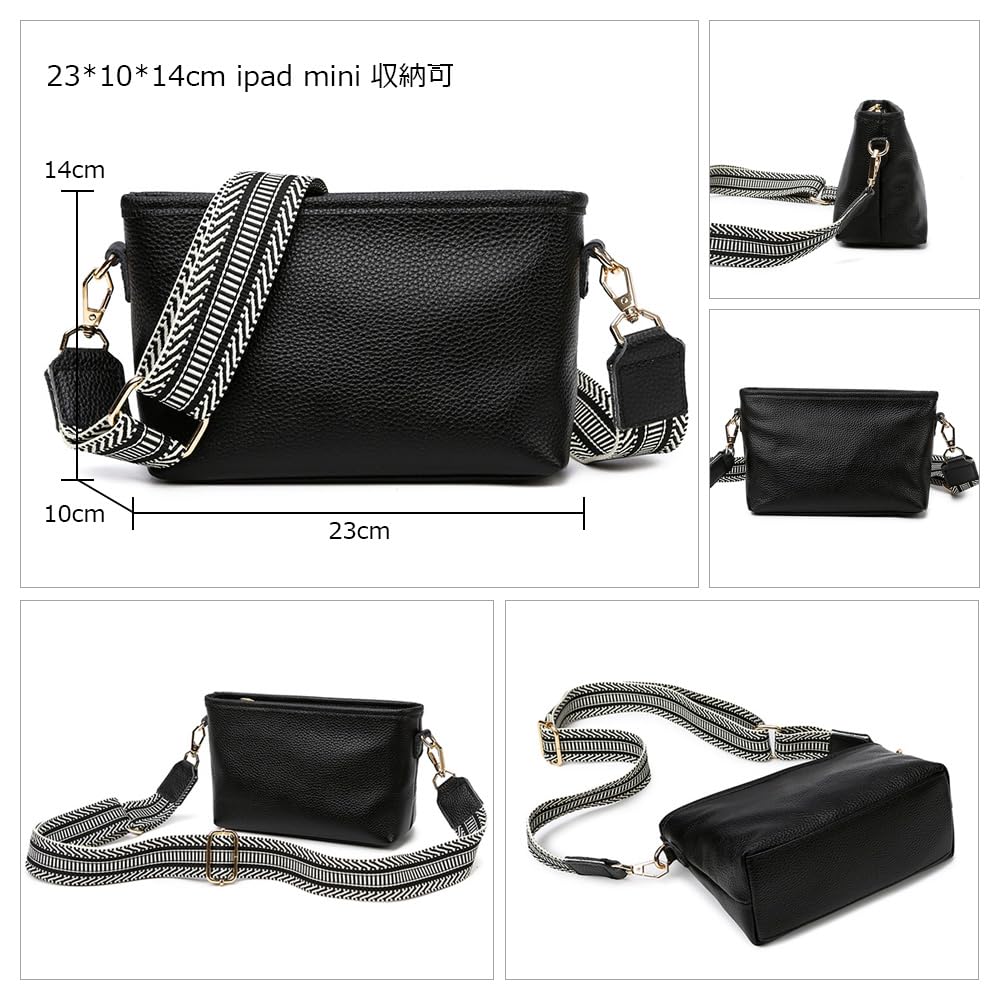 Whatna Minischultertasche aus Rindsleder für Damen, Crossbody Brusttasche, Klein, Echtes Leder, Dickes Leder, 3 Fächer, Leicht, Schulter