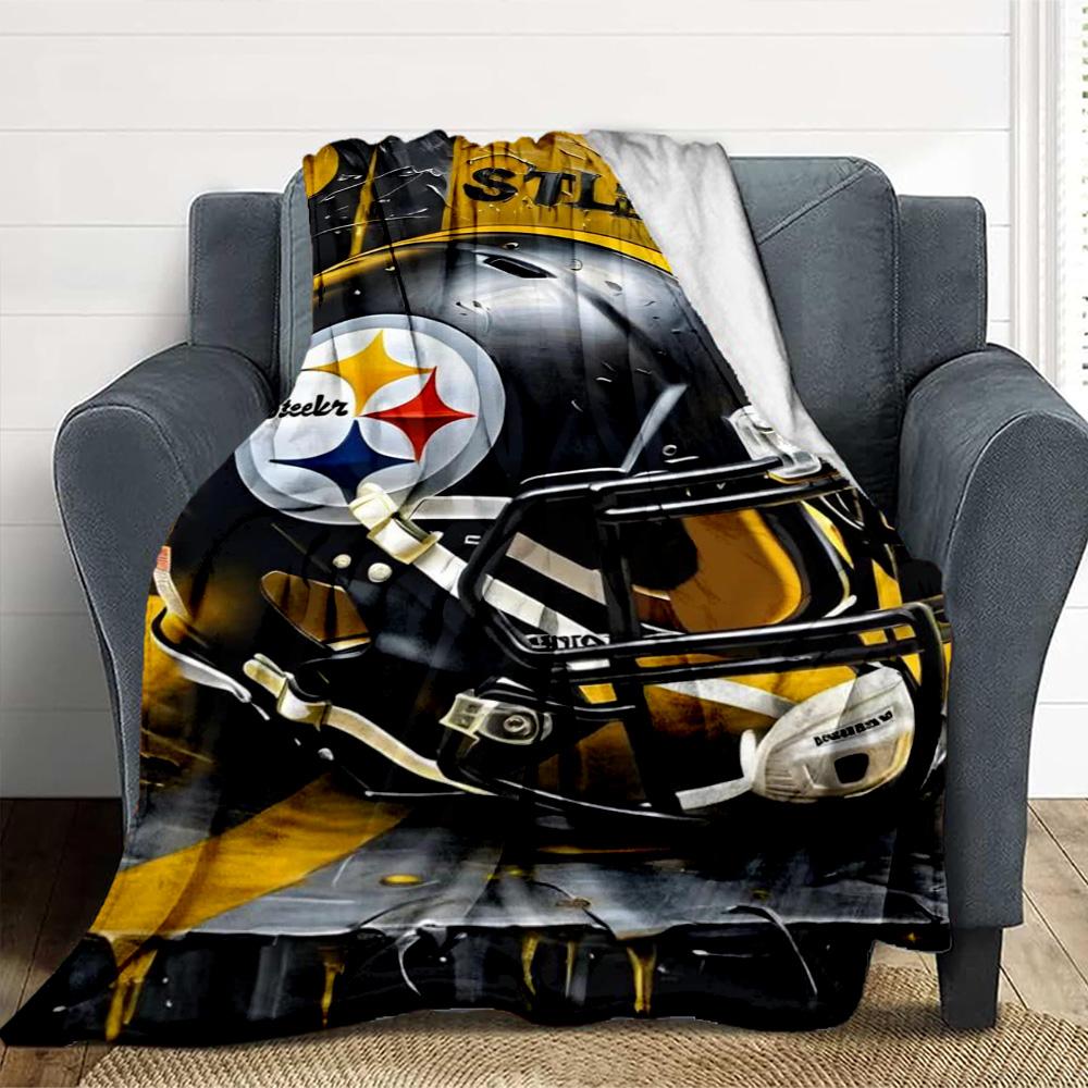 Steelers Helmet Throw Blanket Flannel Blanket Soft Warm Sofa Bed Camping home Decor Unique Christmas Gift C10246