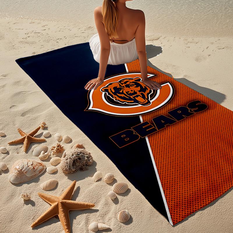 Chicago Bears Logo Microfiber Beach Towel, Lightweight And Quick-Dry, for Summer Travel, Beach Essential, Swimming Pool