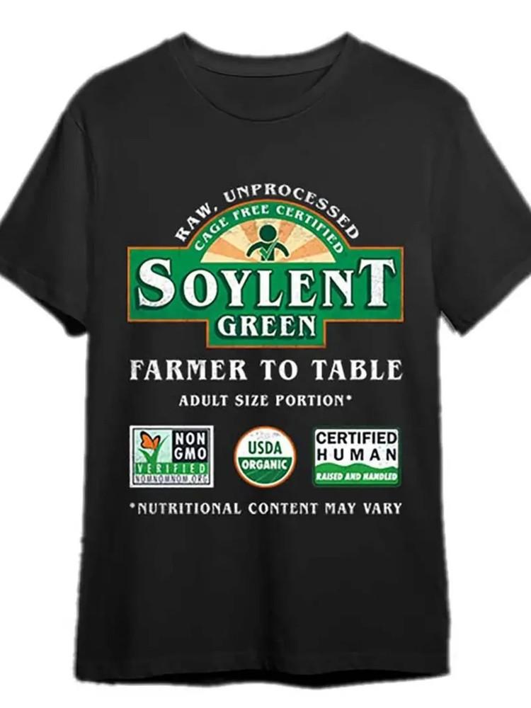 

Ultra-Soft Soylent Green Farmer to Table - Creative Print T-Shirt, Comfort-Fit C S