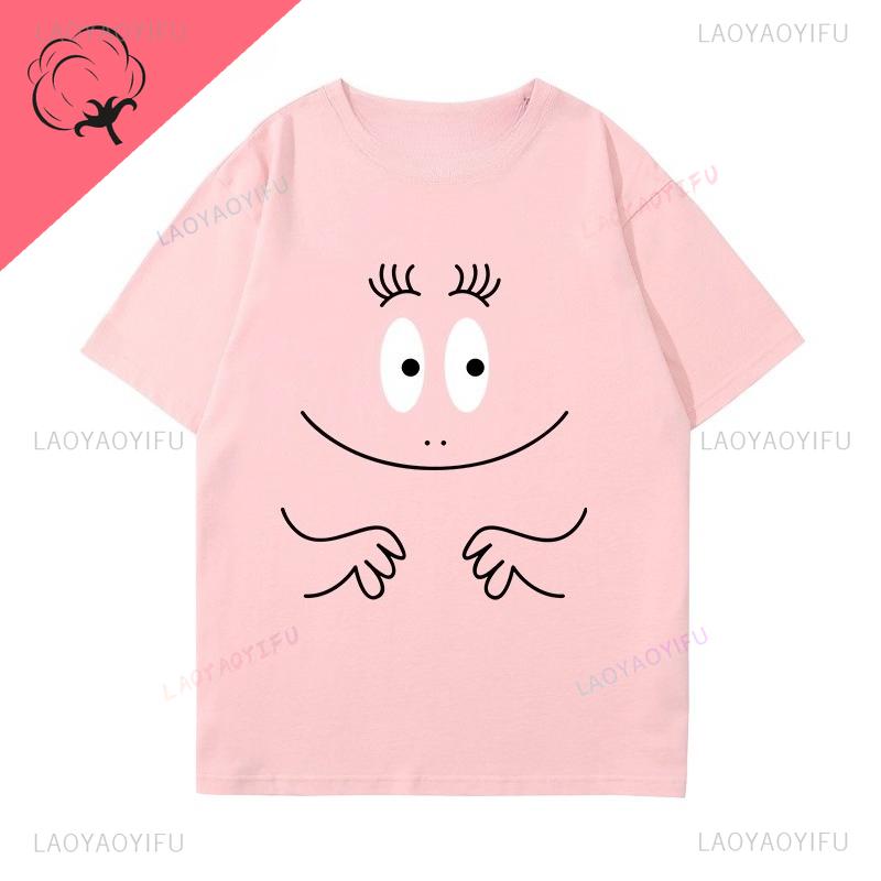 Moterų drabužiai Barbapapa Marškinėliai Geriausiai parduodami Animaciniai Kawaii Y2k Drabužiai Vaikams Minkštos Medvilnės Viengalviai Trumpomis Rankovėmis Grafiniai Marškinėliai