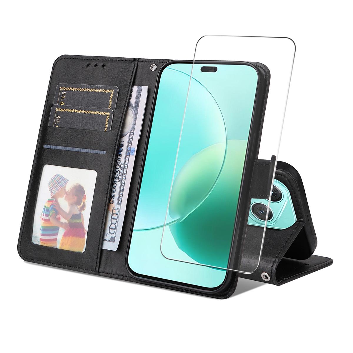 

For Honor 400 Lite 5G PU Leather Wallet Case ENKAY HAT PRINCE Phone Stand Cover with Tempered Glass B