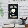 2D Flat, 1pc Vintage Bachelor's Degree Metal Wall Sign - Graduation Cap & Diploma Aluminium Academic Decor with Funny "Know-it-All Bachelor" Phrase