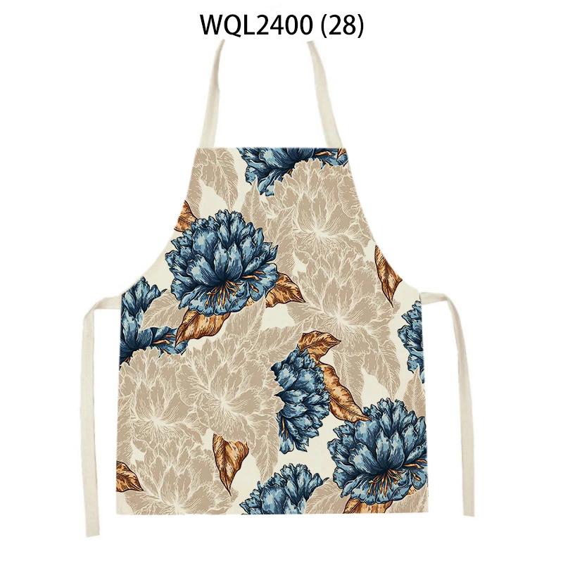Flower Printed Sleeveless Kitchen Aprons for Women Colorful Pattern Pinafore Home Cooking Baking Waist Bib Kitchen Accessories