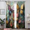 Curtains Window Treatment Print Beautiful Colorful Butterfly Fabric Without Rod Stuff Clearance Perfect Living Set Of 2 Made Polyester