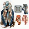 Artificial Silk Headscarf Satin Square Scarf 90cm Headscarf Women's Printing Silk Scarf Trendyeasiest for Match Shawl