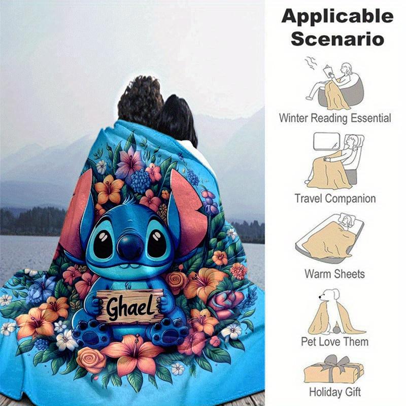 1pz Coperta con Stampa Stitch - Morbida, Coperta per Tutte le Stagioni per Soggiorno, Camera da Letto, Regalo Personalizzato con Adorabile Design Cartoon