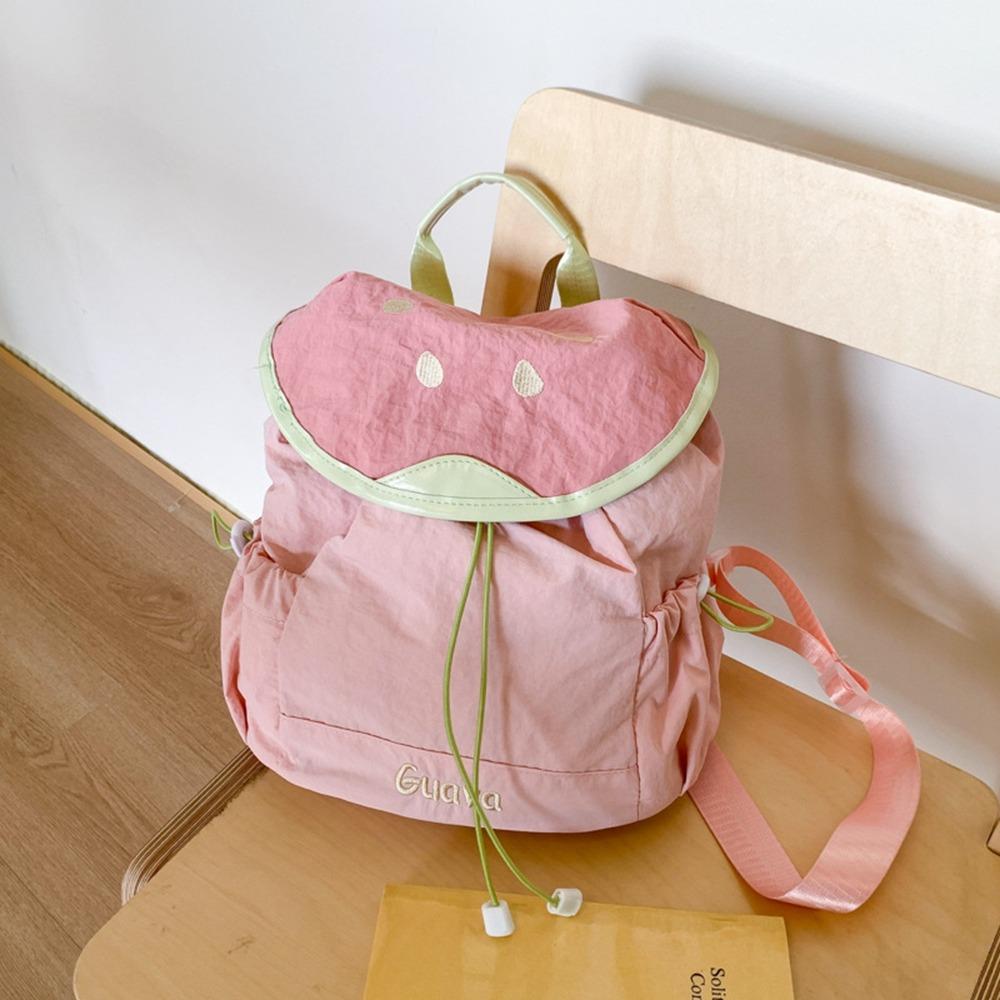 

Travel Fruit Nylon Backpack Korean Style Hiking Shoulder Bag Outdoor Drawstring Backpack Summer розовый
