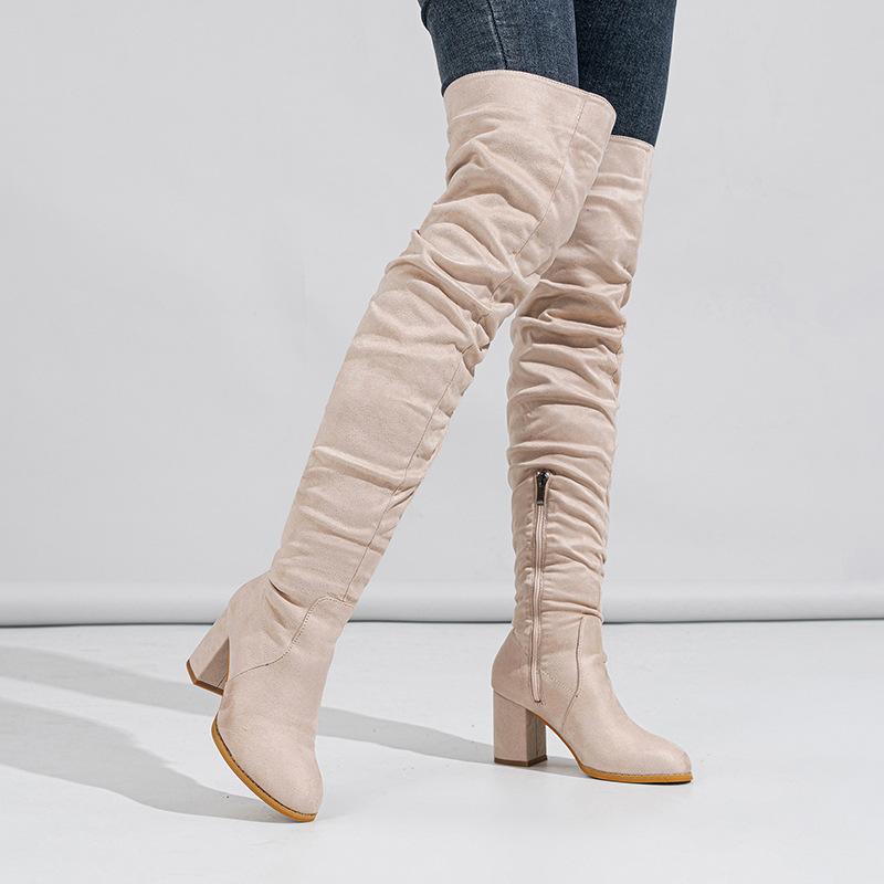 Fashion Sexy Over The Knee High Boots Woman 2025 Winter Genuine Leather Thick High Heels Bota Femme Nightclub Party Boots Botas Feminina