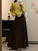 Korean Style High Waist Wool Midi Skirt - A-Line, Solid Color, Chic Slimming Skirt for Women, Autumn/Winter.
