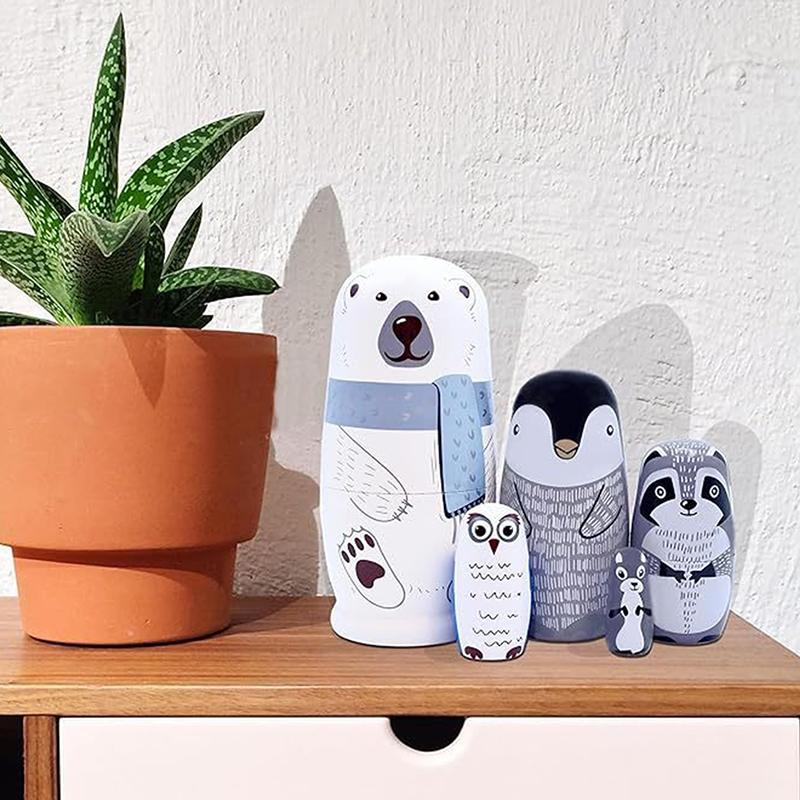 Hand Paint Toys Russian Nesting Dolls Figurines Decorations Wooden Matryoshka Toys Craft Collection Handmade Stacking Dolls