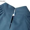 ZANZEA Women Stand Collar Casual Long Sleeve Loose Blouse