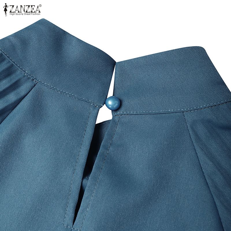 ZANZEA Women Stand Collar Casual Long Sleeve Loose Blouse