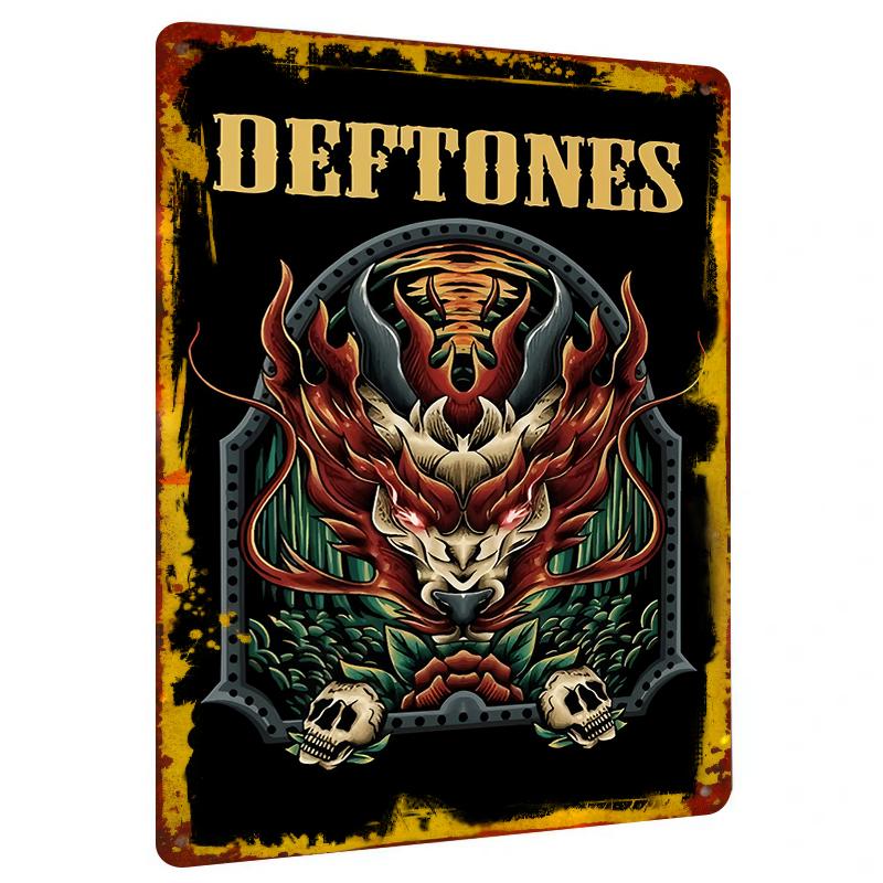 Deftones Band Art Metal Tin Sign Decorative Wall Hanging for Music Fans Home Bar Decoration