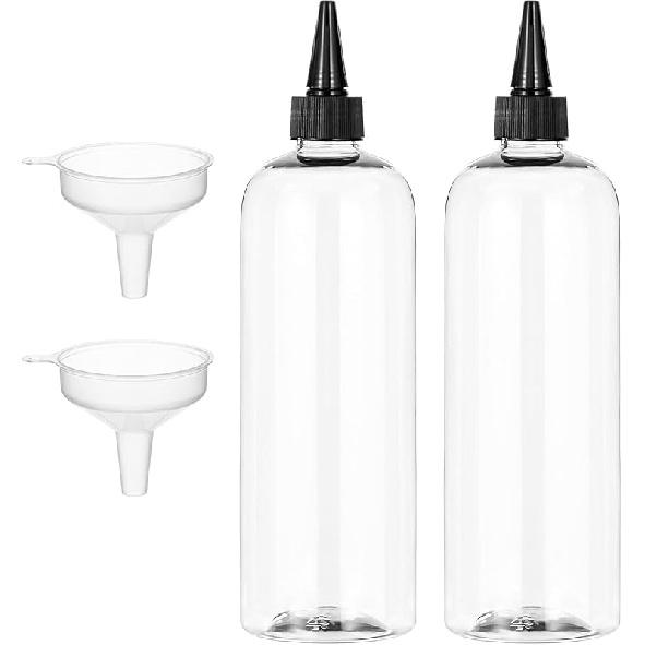 Yebeauty Hair Color Applicator Bottle, Clear 2 Pack Applicator Bottle for Hair 500ml 16.9 Ounce Hair Dye Bottle Applicator with Twist-On Top Tip Cape 16.9 Ounce 2 Pack