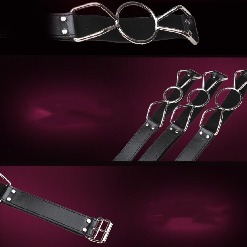 VaHppy Knebel Edelstahl Ring Schmetterlingsform S/M/L PU Länge verstellbar SM Paarspiele Alternative aufregende Zwangsöffnung