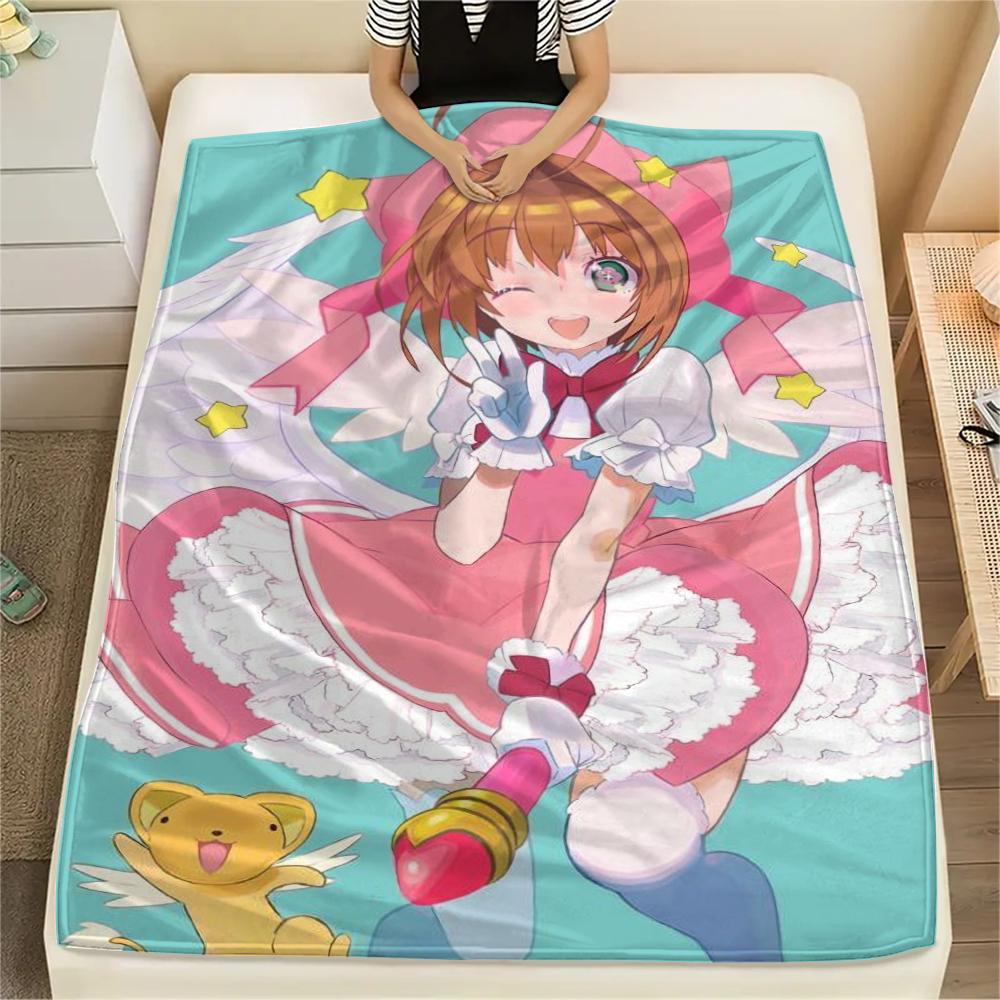 1Pc Cardcaptor Sakura Print Flannel Blanket, High Quality Comfortable for All Seasons, Home Decor, Warmth and Comfort, Perfect for Christmas Gifts
