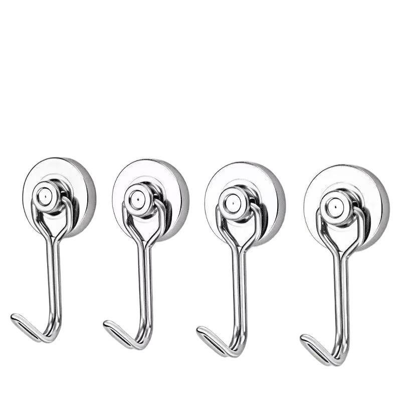 180° Rotatable Magnetic No-Drill Metal Hook for Refrigerator Storage
