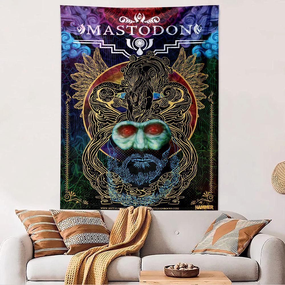 Mastodon Hammer Tapestry Wall Hanging, Heavy Metal Band Poster Art, Rock Wall Decor for Bedroom Living Room Dorm