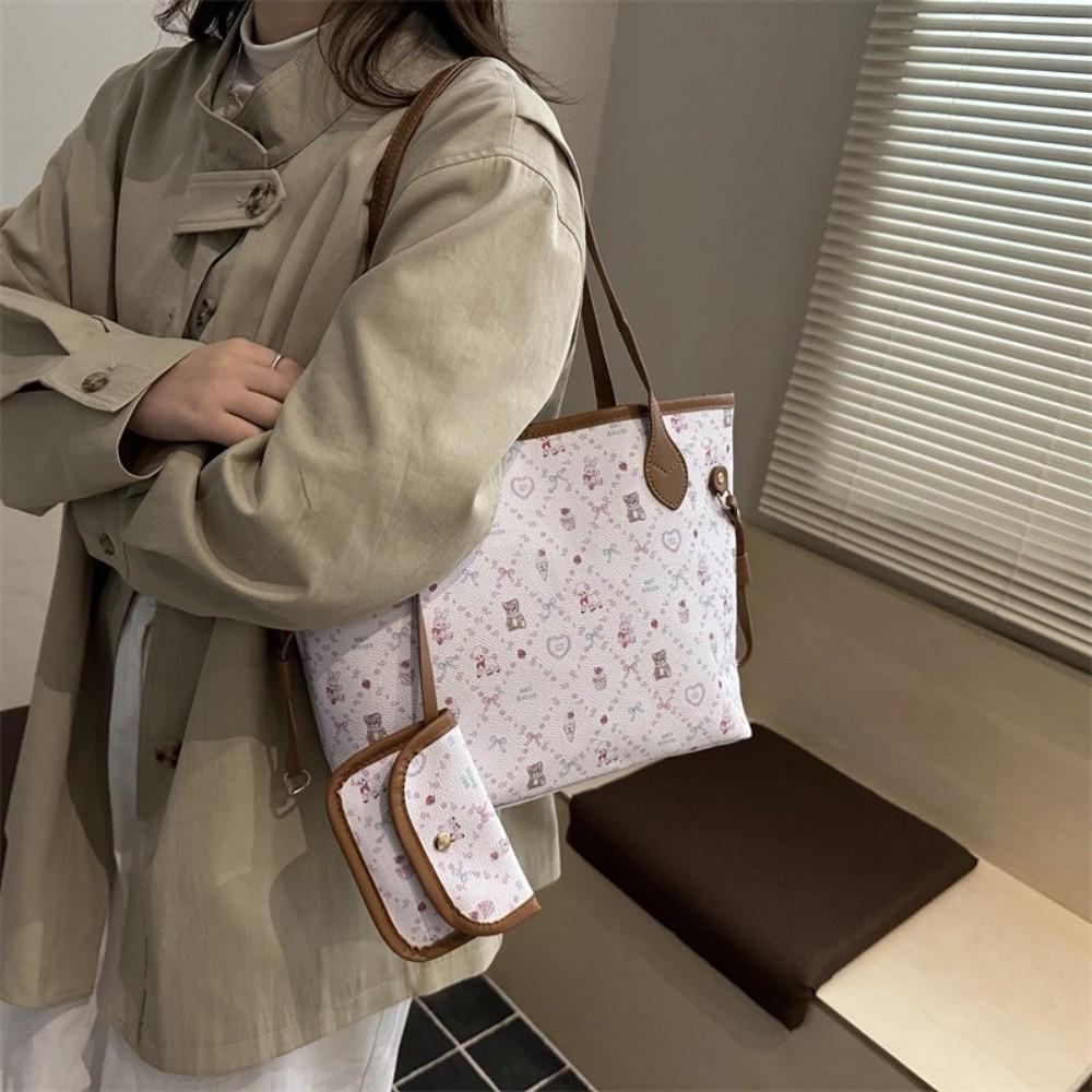 Fashion PU Leather Women's Shoulder Bag Large Capacity Zipper Crossbody Bag Tote Bag