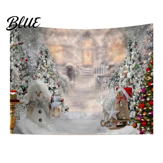 Christmas Wall Hanging Snow Scene Tapestry Holiday Backdrop Xmas Tree Cloth for Window Wreath Tapestry Bedroom Living Room 59x39 Inch Party