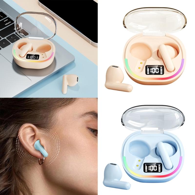 Clear Charging Case Bluetooth-compatible Earbuds With Charging Case Sport EarBuds HiFi Sound Quality LED Display