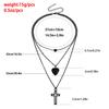 Cool Tide Multi-layer Swimming Black Chain Geometric Openable Lid Love Cross Pendant Necklace