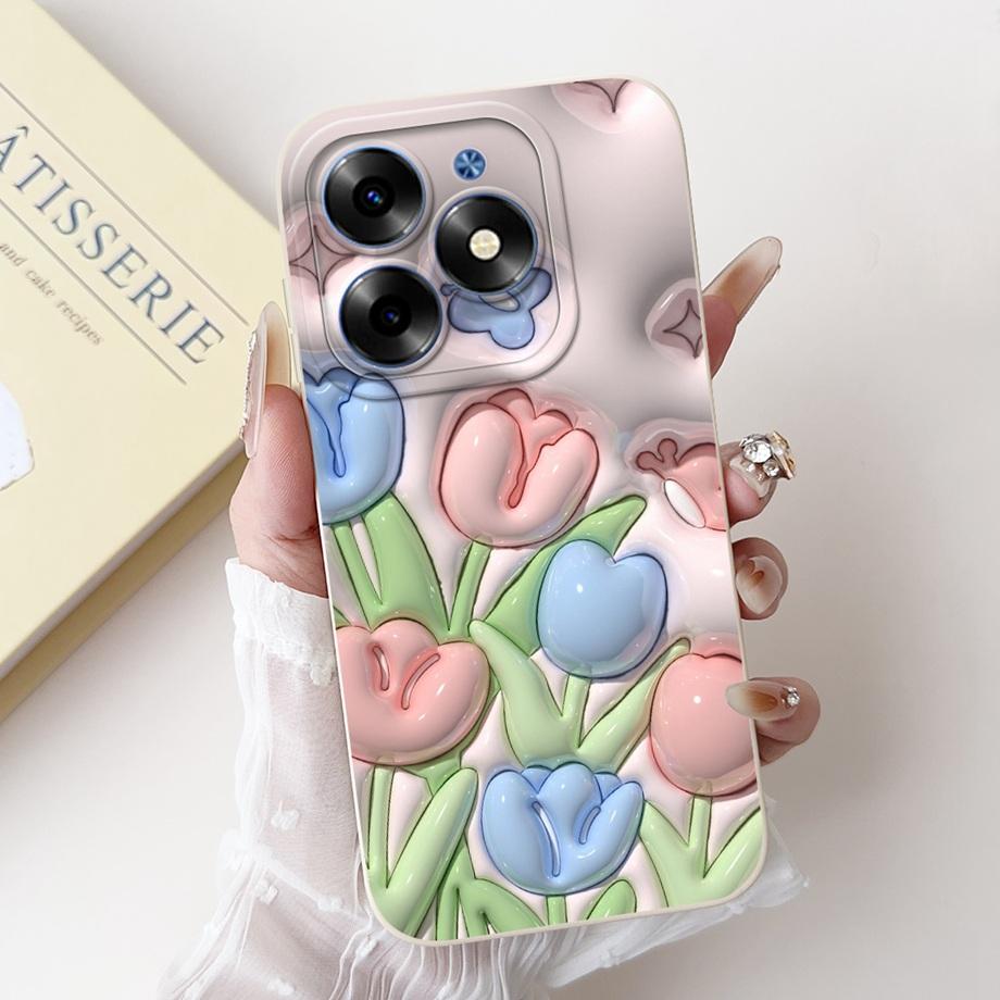 For Tecno Spark Go 2024 Case Tecno Spark 20c 20 Pop 8 Funda Aesthetic Cartoon Panda Rabbit Camera Protection Matte Soft Cover