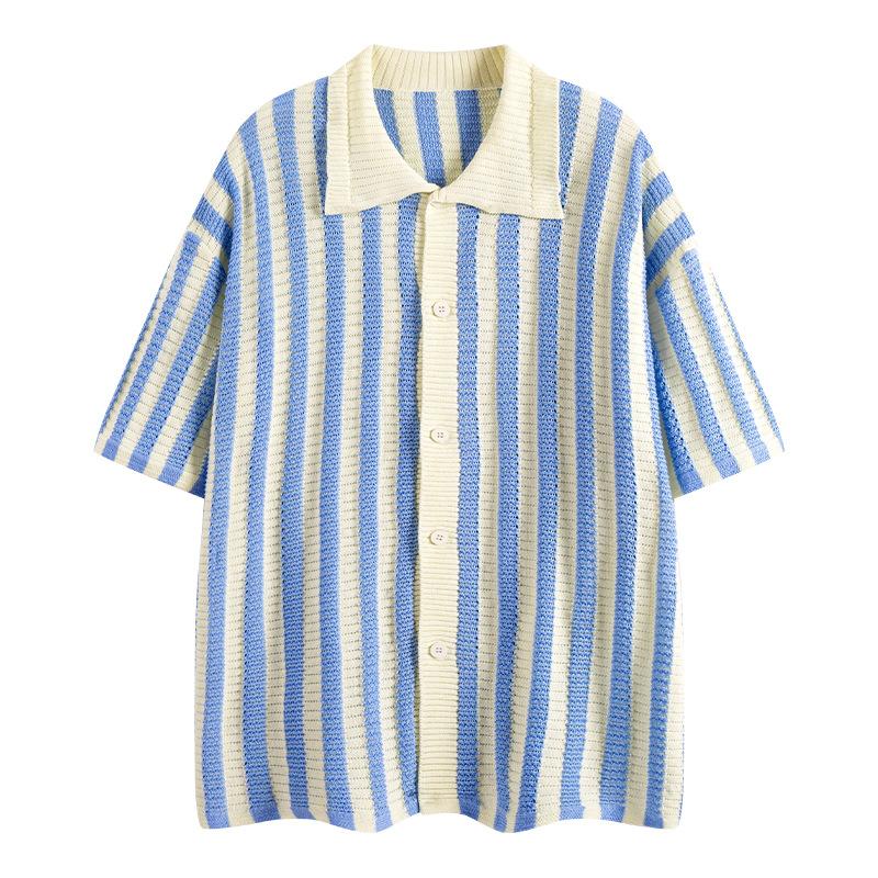 

Свитер крупной вязки с дырками Свободный свитер Мужское пальто Кардиган M синий