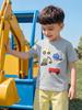 Summer Boys' Short Sleeve T-shirt - Construction Vehicle Embroidery, European American Fashion, Children's Round Neck Tee.