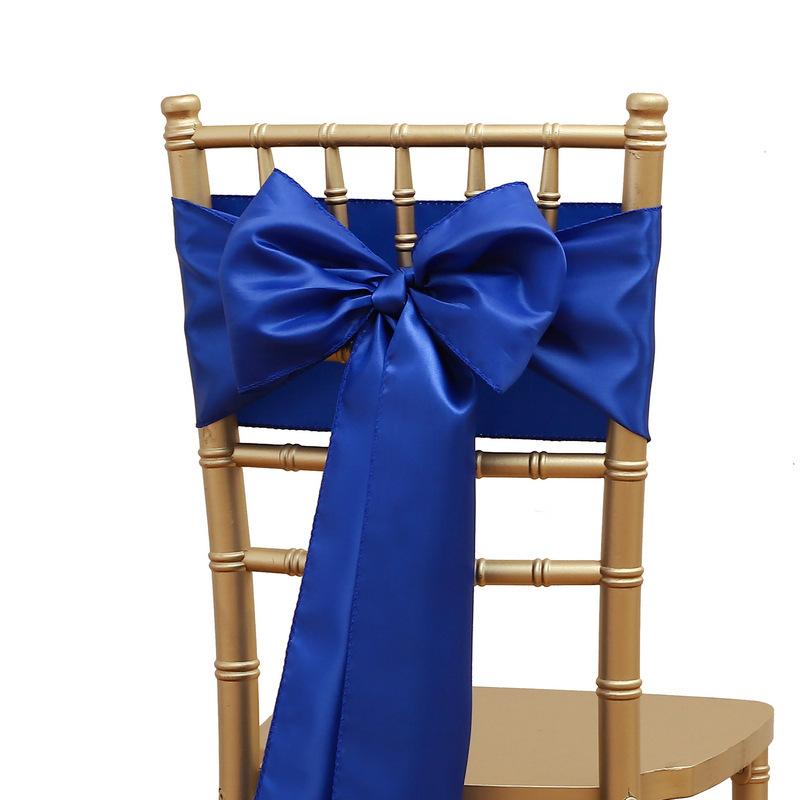 Wholesale 10/50pcs Satin Bow Sashes Wedding Chair Decor 17x275cm Ribbon Butterfly Tie Band For Christmas Birthday Party Sashes
