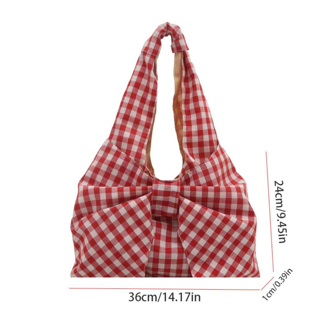 Large Capacity Bow Shoulder Bag Bowknot Handbag Vintage Canvas Vest Bag  Storage Bag
