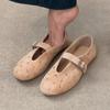 Soft leather version~ frosted leather shallow mouth small single shoes women's retro rivet round head Mary Jane shoes flat comfortable grandma shoes