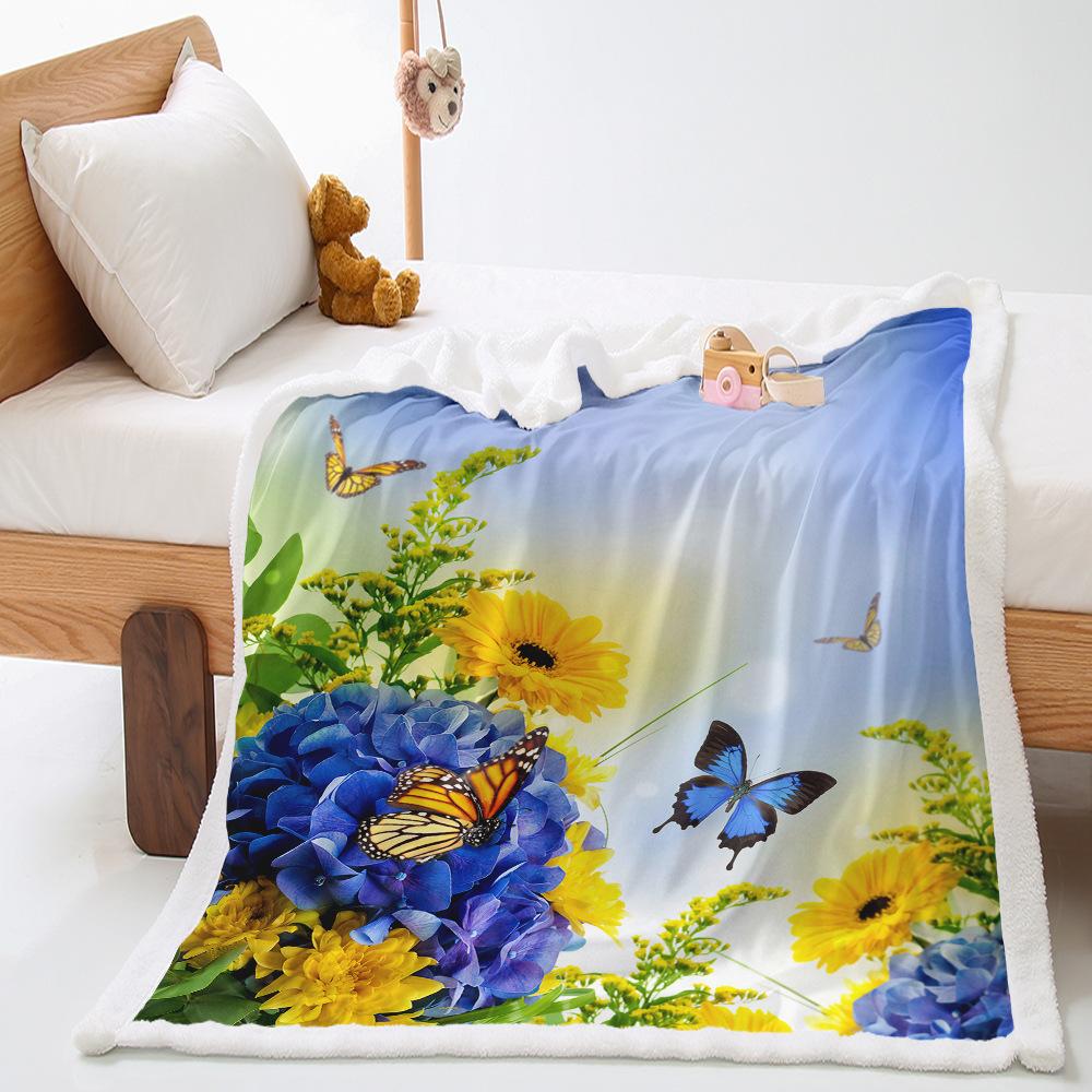 Sunflower Pastoral 2D Digital Printing Lamb Fleece Blanket Thickened Crystal Fleece Blanket