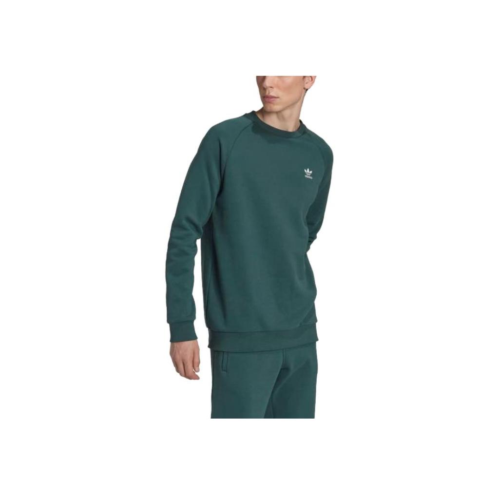 Adidas Originals Trefoil Solid Crew Neck Long Sleeve Logo Print Sweatshirt Men Sweatshirt Green HJ7993