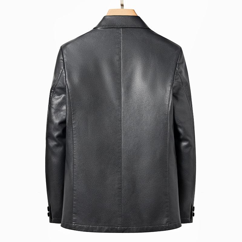 Spring and Autumn High-end Suit Collar Men's Leather Jacket Business Casual High-end Genuine Leather Sheepskin Middle-aged Leather Jacket