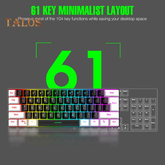 Wired Mechanical Gaming Keyboard with RGB Light Universal 61 Keys Mini Wired Office Keyboard Mouse Kit