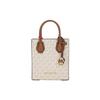 Michael Kors Mk Mercer Monogram Color Block Letter Logo Leather Accordion Bag Women Handbags Vanilla 35T1GM9C0I-150
