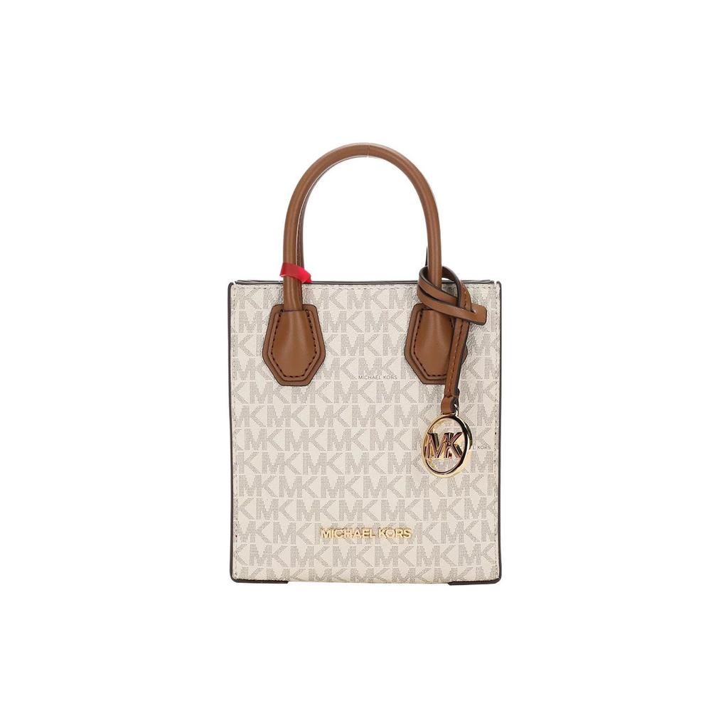 Michael Kors Mk Mercer Monogram Color Block Letter Logo Leather Accordion Bag Women Handbags Vanilla 35T1GM9C0I-150