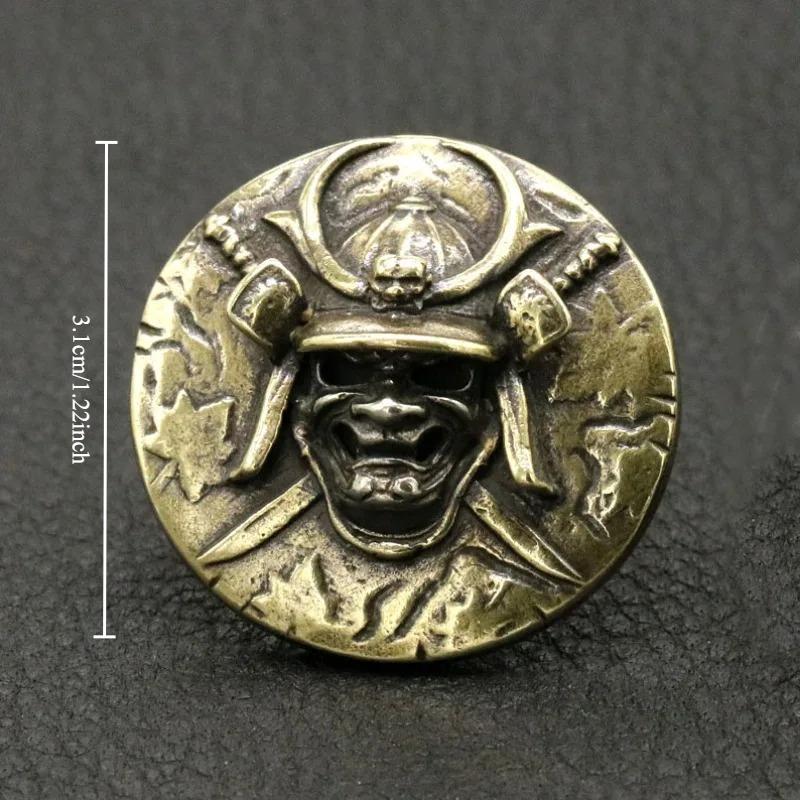 

1pc Retro Brass Japanese Samurai Helmet Skull Mask Decoration Buckle Screw Back Handmade Leather DIY Accessories золотистый